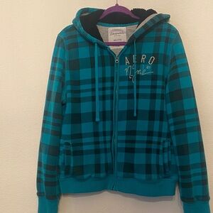 Aeropostale Teal Checkered Hoodie